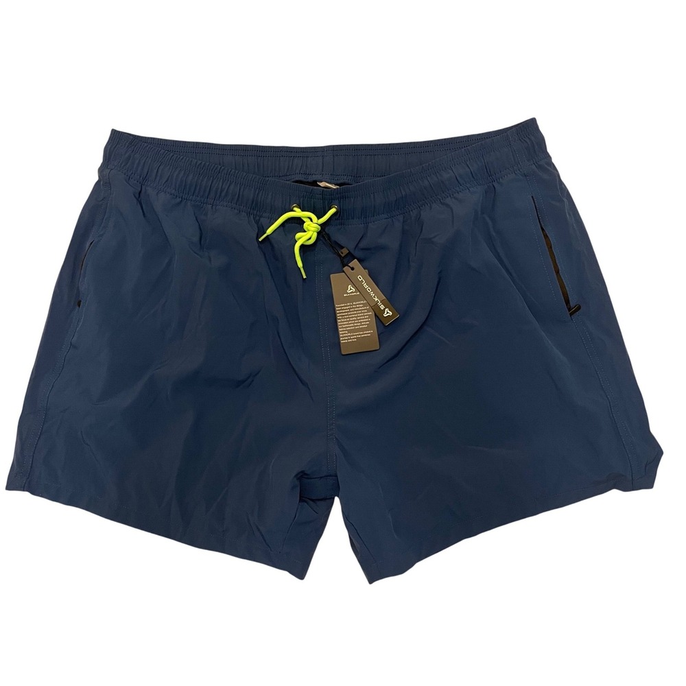 NWT‎ SILKWORLD 3XL Mens Blue Swim Trunks Lined Athletic Gym Workout Activewear